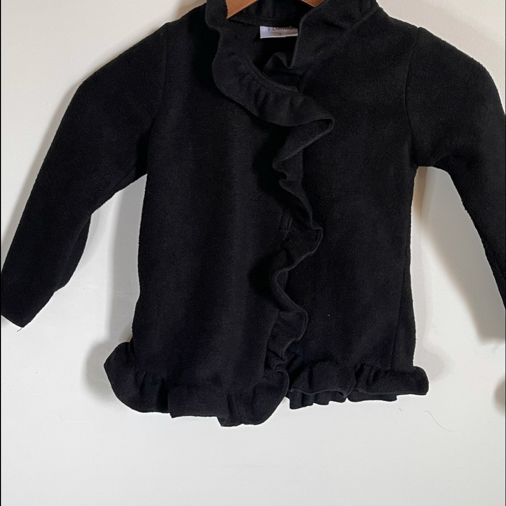 Girls Made in USA, Velcro Closure Ruffle Trim sweater
